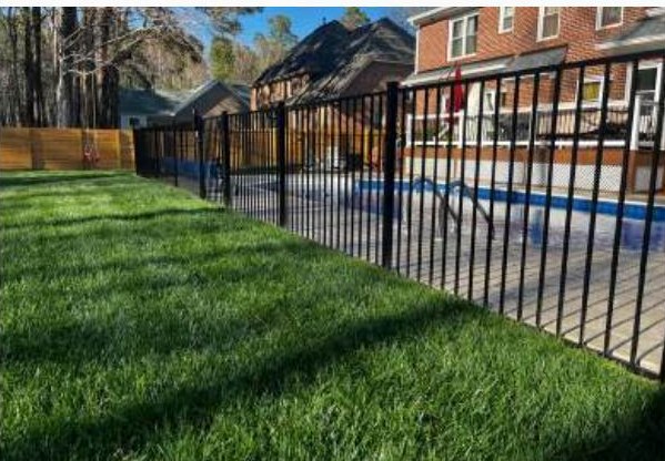 4ft Two Rail Aluminum, Pool Code Compliant installed by Heartwood Fence