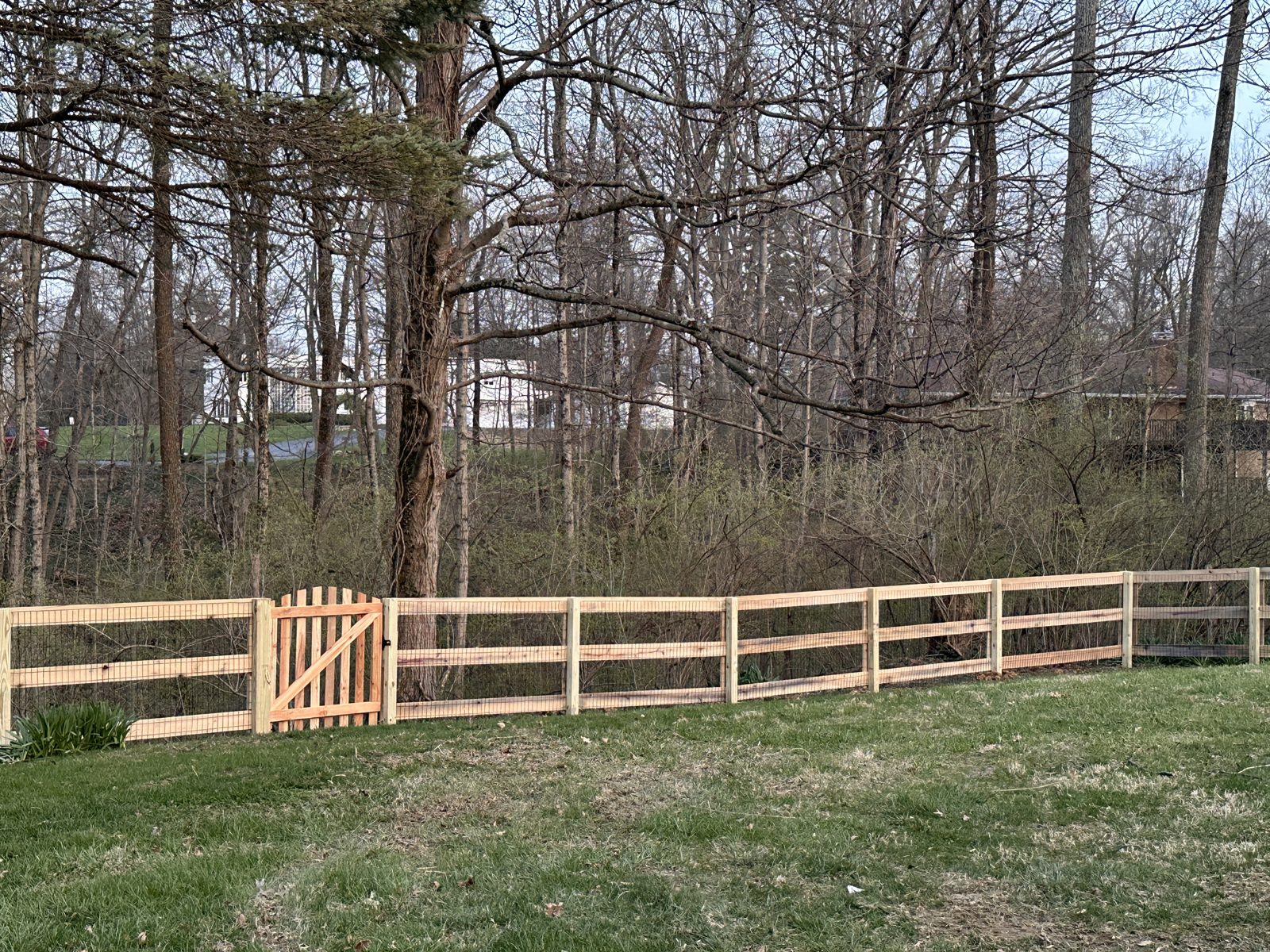 Split rail fence with walk gate in Cincinnati