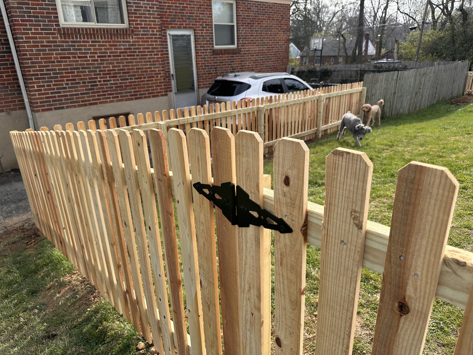 Fresh wood picket fence panels in Cincinnati