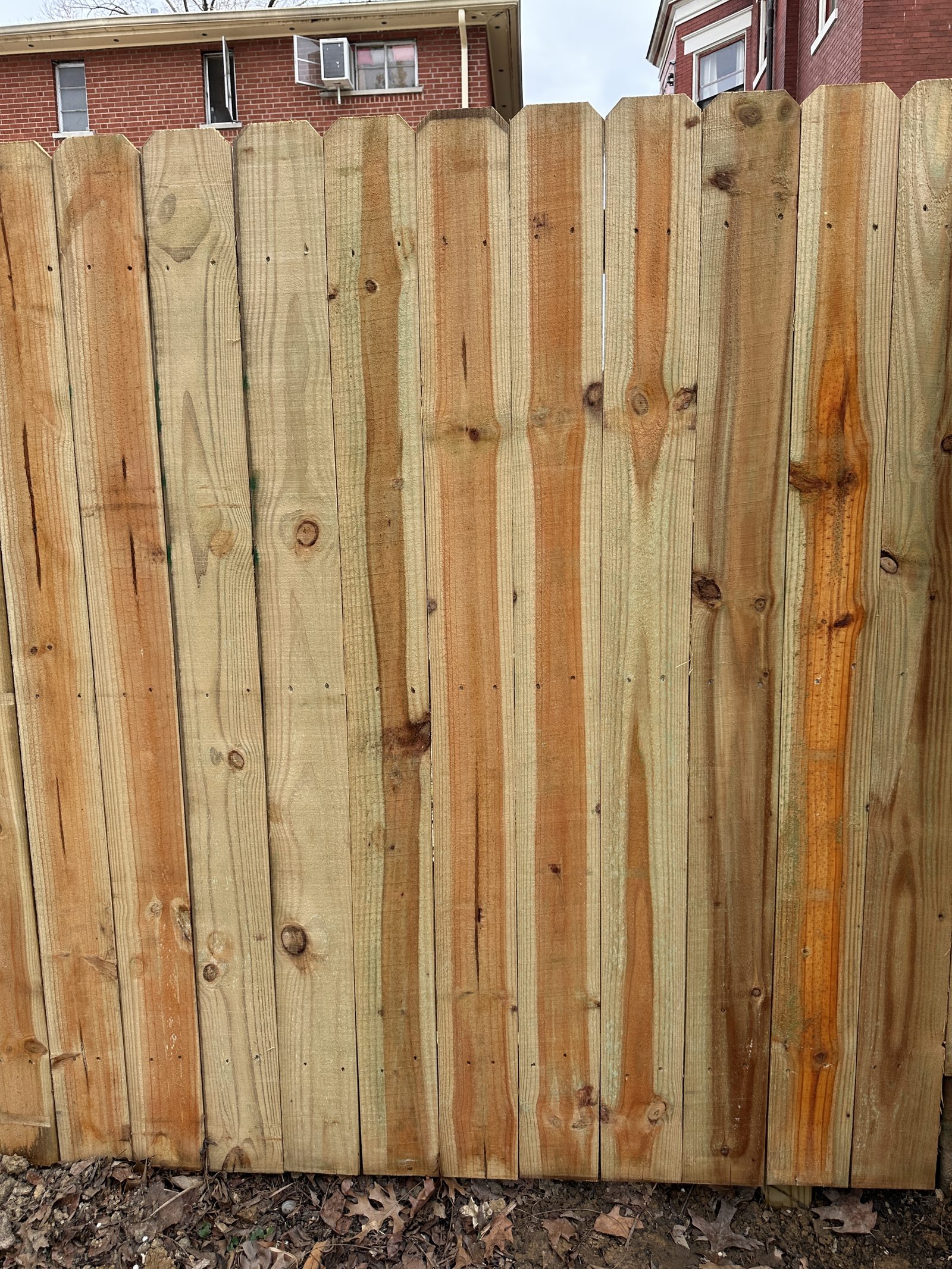 Wood privacy fence board detail
