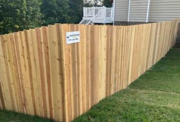 Dog Ear Picket Privacy, 5/8" Cedar installed by Heartwood Fence